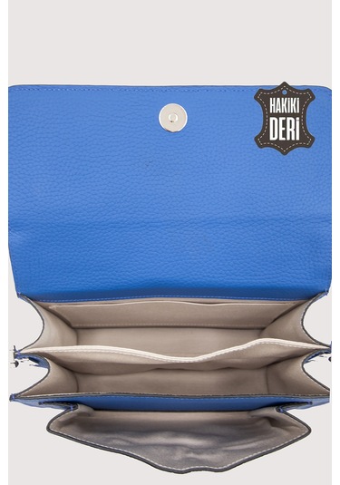 Hakiki Deri Kadın El Çantası Mavi Smr9022 Mavi