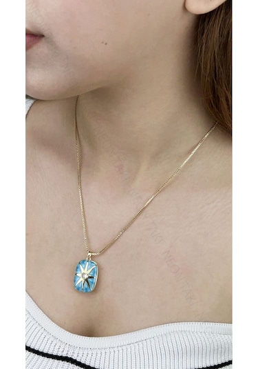 Mine Kapaklı Paslanmaz Çelik Kolye 399, Altın Renk Altın