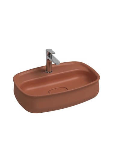 Isvea Fluido Tezgah Üzeri Çanak Lavabo 60 CM Bas-Aç Set Terracotta
