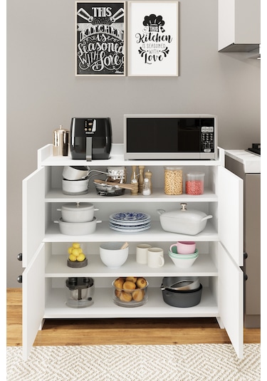 Ae-3060 Forum Beyaz 4 Kapaklı, 4 Raflı, Çok Amaçlı Dolap,ayakkabı