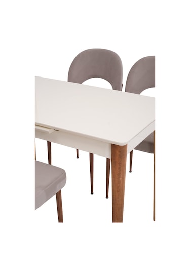 Melisa Mdf Lak Panel Açılır Mutfak Masası 60x100 Ekru
