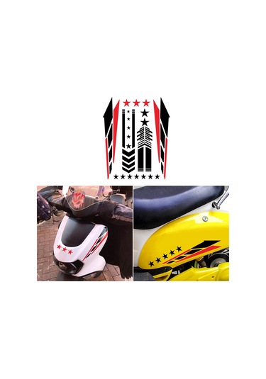 Monyee Motosiklet Vinil Sticker Seti Siyah-kırmızı D-2195: Stüdyo Dekorasyon, Kolay Kurulum, Dayanıklı, Fender/tank/body Dıy
