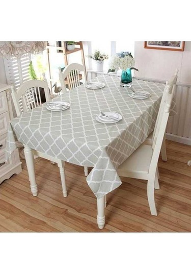 Fastbuy Pamuklu Geometrik Eşkenar Gri Dantelmasa Örtüsü, 90x90cm, Dantelsiz Çok Renkli Stokla Çok Renkli