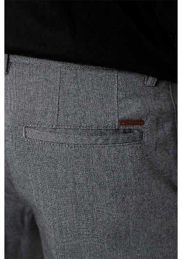 MORVEN  Erkek Gri Poliviskon Desenli Slim Fit Pantolon