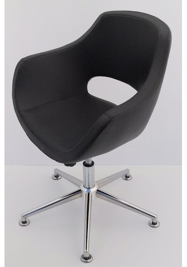 Siyah Deri Tekerleksiz Öğrenci Ders Çalışma Sandalyesi