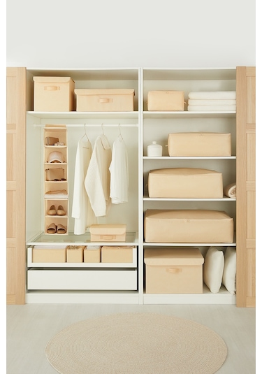 Ocean Home Textile 6'lı Bej Balıksırtı Çekmece İçi Düzenleyici Kutu 2 Adet 28 x 28 x 13 / 2 Adet 28 x 13 x 13 / 2 Adet 14 x 14 x 13 cm