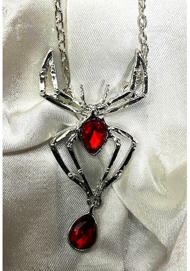 Dükkan Design Kırmızı Taşlı Tarantula Kolye Kırmızı