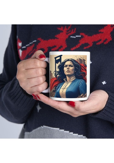 Fransız Devrimi Kupa Bardak Marie Antoinette Temalı Sanatsal Hediyelik Bardak Beyaz