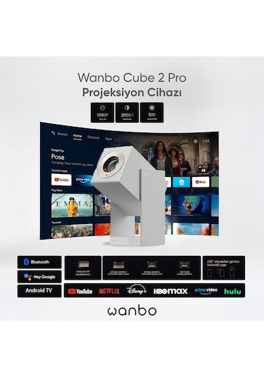Wanbo Cube 2 Pro Projeksiyon Cihazı 500 Ansilümen