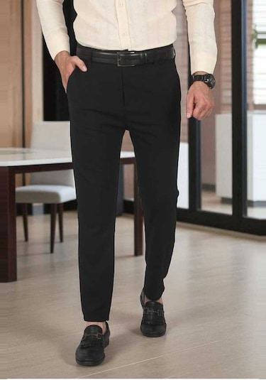 Deepsea Erkek Siyah İtalyan Kesim Tüylenmez Likralı Spor Pantolon Esnek Kumaş Bilek Boy Boru Paça Klasik Pantolon 2502005 Siyah Deepsea Erkek Siyah İtalyan Kesim Tüylenmez Likralı Spor Pantolon Esnek Kumaş Bilek Boy Boru Paça Klasik Pantolon 2502005 Siyah