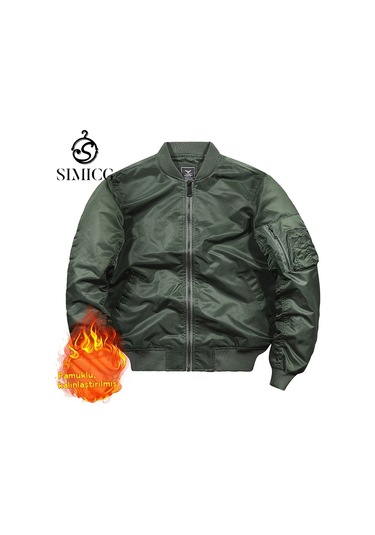 Pamuklu Dolgulu Erkek Bomber Ceket Yeşil