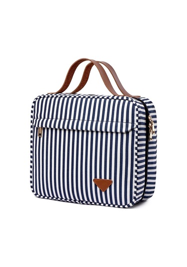 Sones Taşınabilir Büyük Kapasiteli Kozmetik Çok Bölmeli Saklama Çantası Koyu Mavi