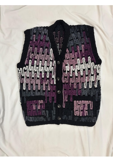 Özgürhandmade El Örgüsü Yelek-süveter Antrasit - Gri - Siyah