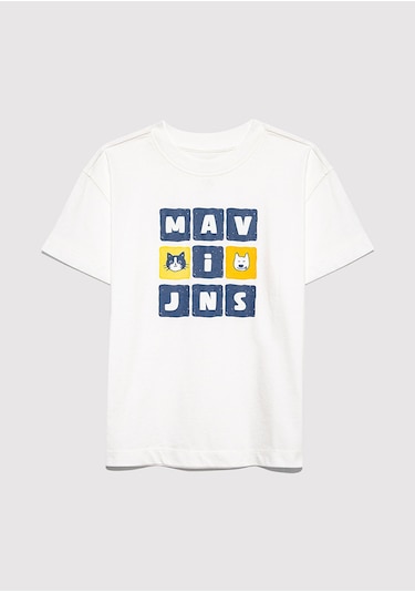 Mavi - Mavi Jeans Baskılı Beyaz Tişört 7610366-70057 Ekru