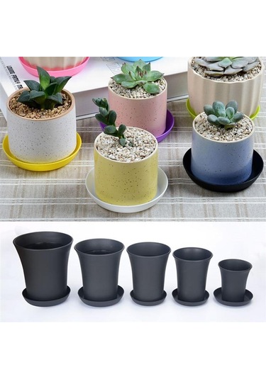 20 Adet Plastik Saksı Damlama Tepsisi Bitki Saksı Tabağı Saksı Şasi Tepsisi Şişmanlık Ekici Bahçe Balkon Siyah