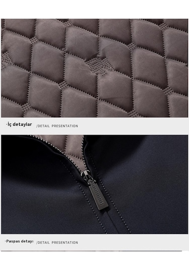 Sonbahar Ve Kış İçin Erkek Sıcak Mont Koyu Mavi