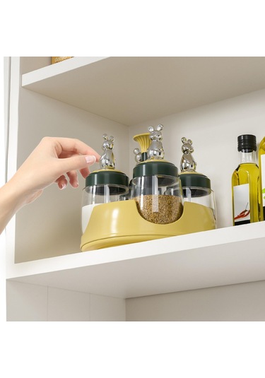 Suntek Magideal 4 Baharat Kavanozlu Döner Baharatlık Düzenleyici Yeşil