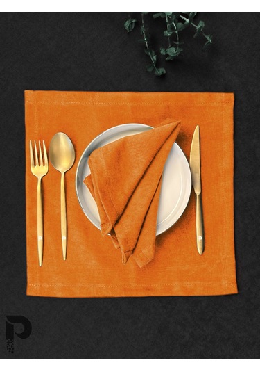 Mandalina Kumaş Peçete Daily Serisi Kadife Görünümlü Mandalina Turuncu