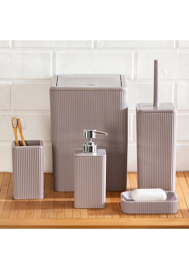Perotti 13177 Marlon Luna 5li Çizgili Kare Banyo Seti Taupe