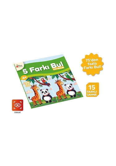 Playever 5 Farkı Bul - Hayvanlar, Dikkat Ve Görsel Algı Etkinlik Kitabı