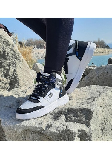 Dunlop 2243 Beyaz-Siyah Fuspetli Ortapedik Boğazlı Spor Ayakkabı AYKSAYAK-000505