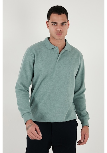 Buratti Pamuk Karışımlı Regular Fit Erkek Polo Yaka Kazak 456223 Çağla