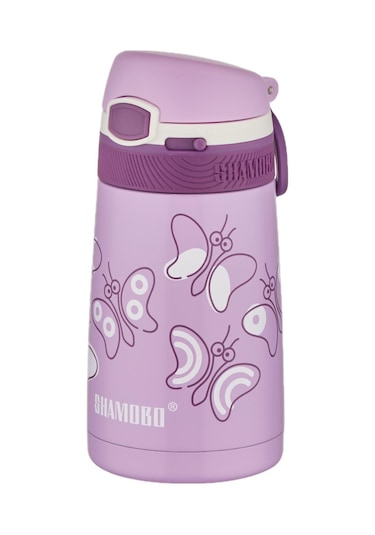 Shamobo 2li Set Pipetli Çelik Termos 350ml -6 Saat Isı Yalıtımı- mor