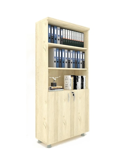 Modüler Dünyası Kapaklı Kitaplık Dosya Dolabı Meşe - 80X38X188 Meşe
