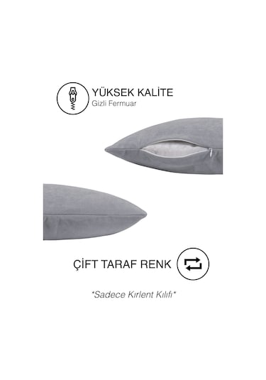 Br Perle Home Daily Series Açık Gri Renk Kırlent Yastık Kılıfı Açık Gri
