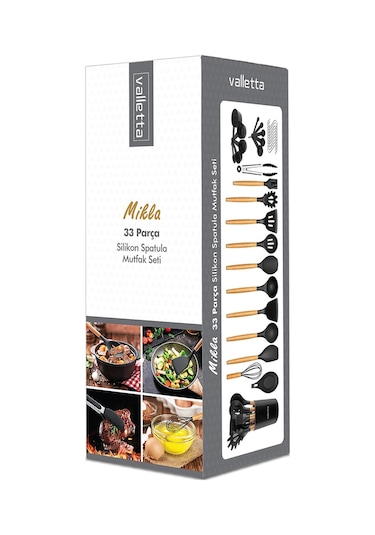 Valletta Mikla Isıya Dayanıklı 33 Parça Silikon Spatula Set Siyah