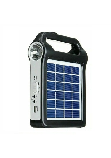 Güneş Enerjili Solar Taşınabilir Powerbank Usb Şarj Kamp Feneri Siyah