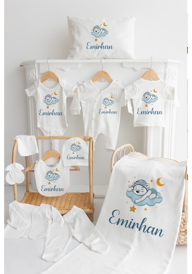 Bebewini Pamuk Baskılı 11'li İsimli Hastane Çıkışı M23 Ekru