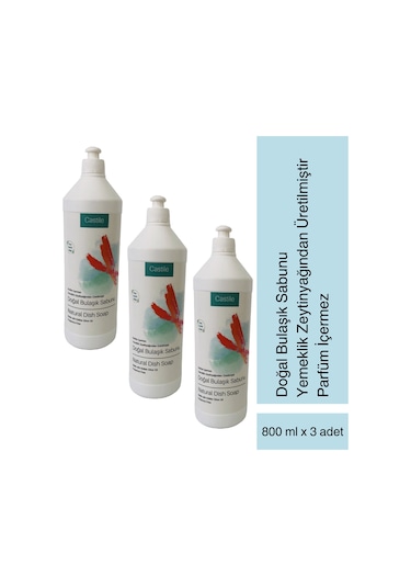 Castile Doğal Bulaşık Sabunu Elde Yıkama 3 x 800 ML