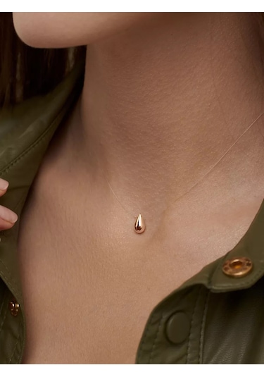 Marıola Balina İpliğinde Asılı Damla Kolye Görünmez Kolye 235747994 Altın