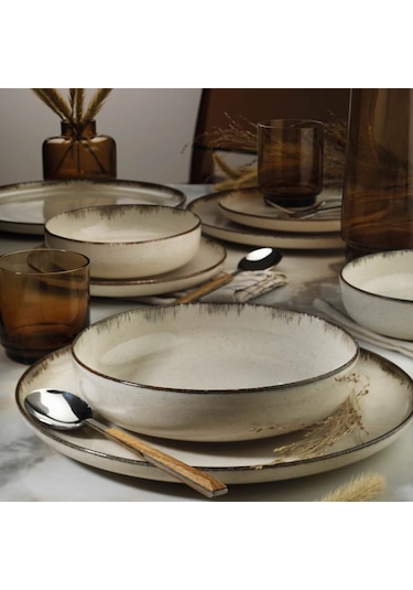 Kütahya Porselen Pearl Moderna Tarçın 24 Parça 6 Kişilik Yemek Takımı
