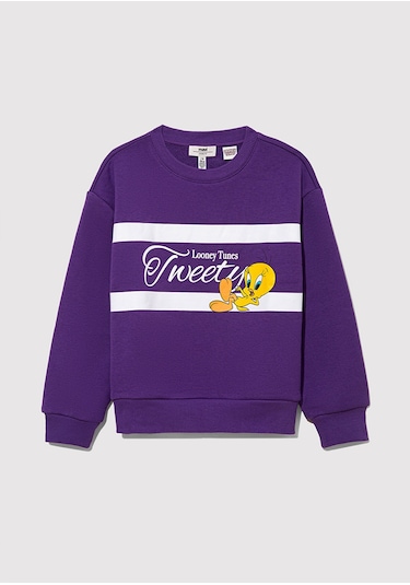 Mavi - Tweety Baskılı Baskılı Mort Sweatshirt 7s10073-70633 Mor