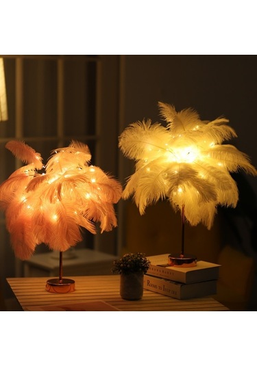 Sones Yaratıcı Yatak Odası Tüy Masa Lambası Gece Lambası Dekoratif Işık Çok Renkli