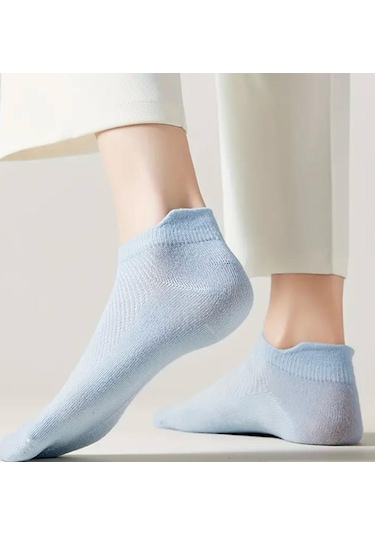 Kadın Çekçekli Pamuklu Patik Çorap 5'çift Çok Renkli