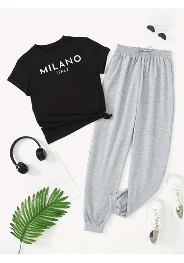 Beyaz Fs Baskılı Siyah Kargo Eşofman Takımı Siyah1 Siyah