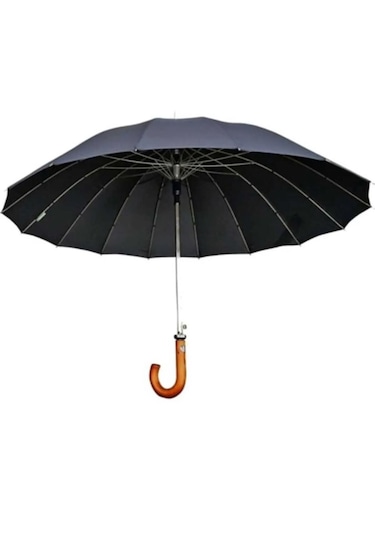 16 Çelik Telli Premium Lüx Erkek Protokol Ahşap Saplı Baston Şems Siyah