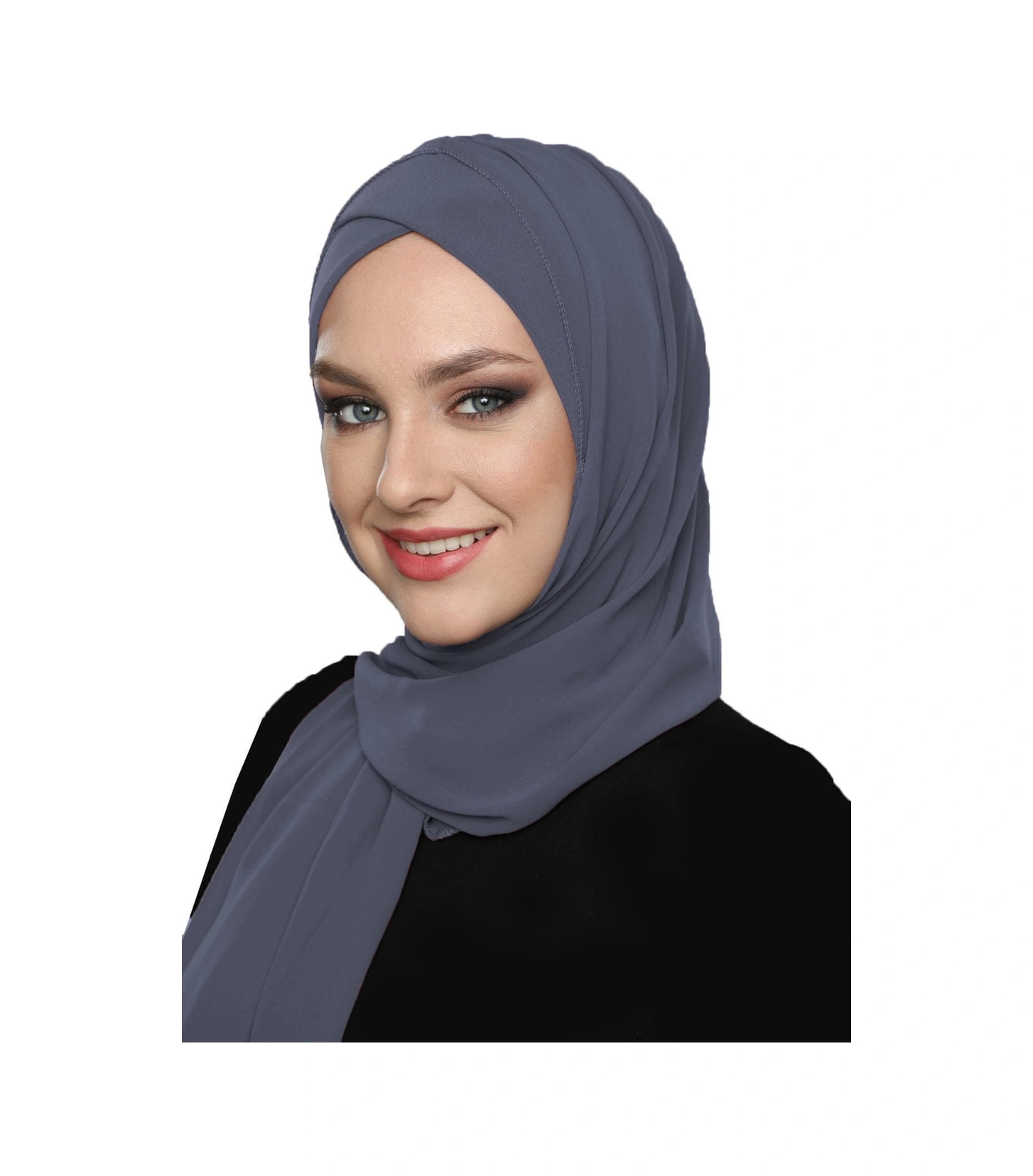 Şallı Takmatik Sade Koyu Gri Hazır Türban Tesettür Bone Namaz Örtüsü Koyu Gri