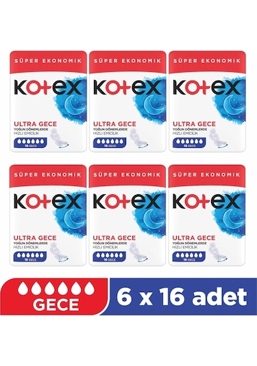 Kotex Ultra Quadro Süper Gece 6 x 16'lı