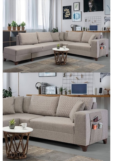 Loft Köşe Koltuk Takımı Krem Krem