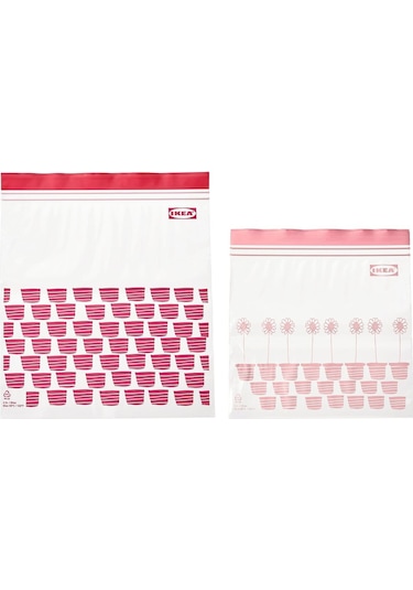 Kilitlenebilir Buzdolabı Poşeti, Kırmızı-pembe, 2,5 Lt Ve 1,2 Lt, 50 Adet