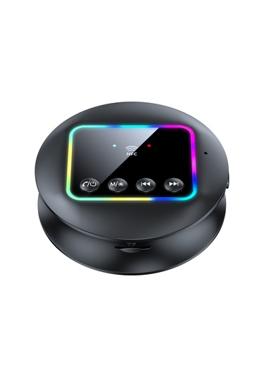 Lemestar Gt77 Bluetooth 5.4 Çift Fonksiyonlu Alıcı/gönderici: Nfc Hızlı Bağlantı, Rgb Işık, Tf Kart Desteği, Mikrofonlu, 3.5mm Aux+2rca, Siyah