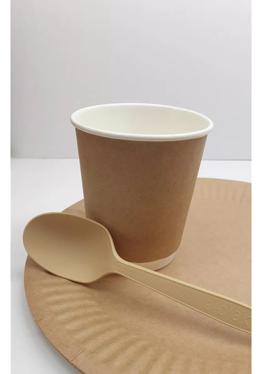 Klık-pıknık 50 Adet Tek Kullanımlık Kaşık Mısır Nişastası Kremalı Renk 234541677 100 adet