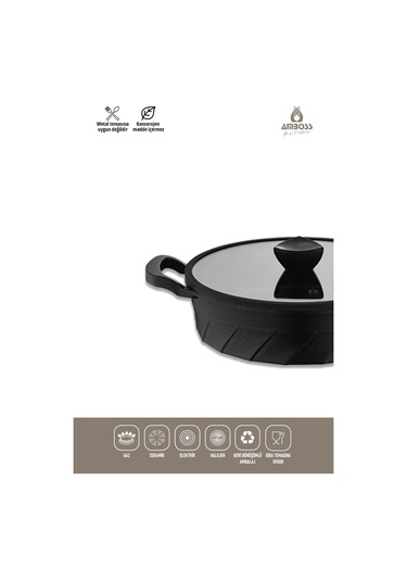 Vento 7 Parça Döküm Titanyum Kaplama Tencere Tava Seti Siyah Siyah