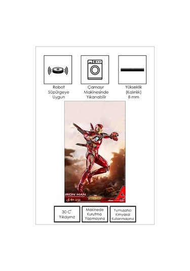 West Home Makinede Yıkanabilir Kaymaz Taban Leke Tutmaz Süper Kahraman Desenli Çocuk Halısı Wh 520 Red