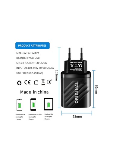 Usb Şarj Aleti Hızlı Şarj Qc 3.0 İphone Uyumlu 12 Xiaomi Redmi İçin Led Dijital Ekran Evrensel Taşınabilir Adaptör Cep Telefonları Şarj Cihazı