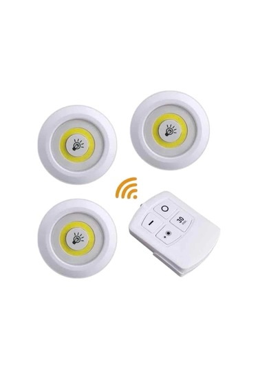 Bfs Led Lamba 3'lü Uzaktan Kumandalı Yapışkanlı Çok Renkli
